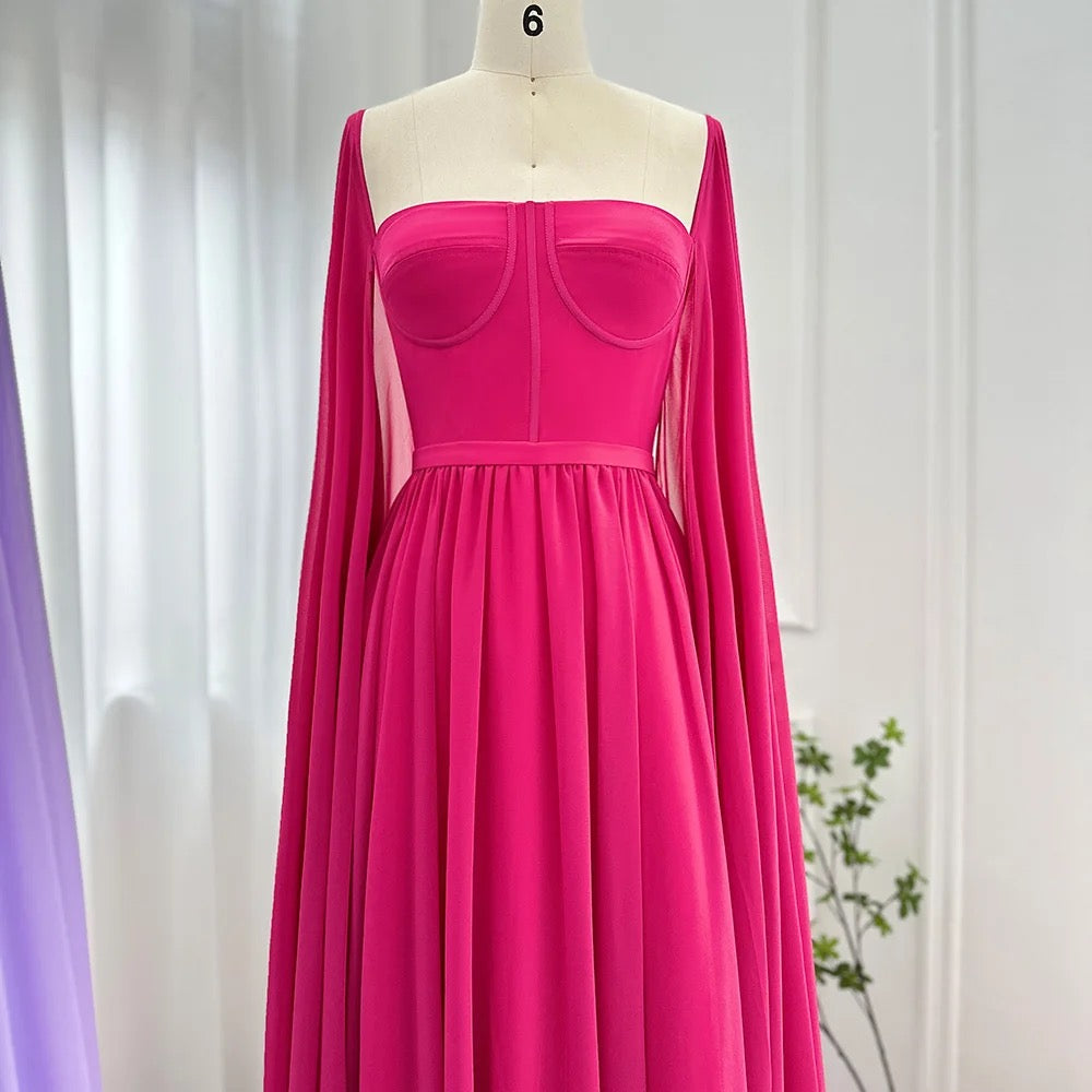 Evening Gown with cape sleeves