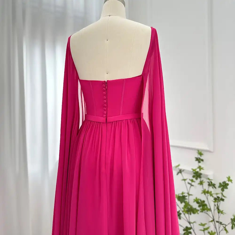 Evening Gown with cape sleeves